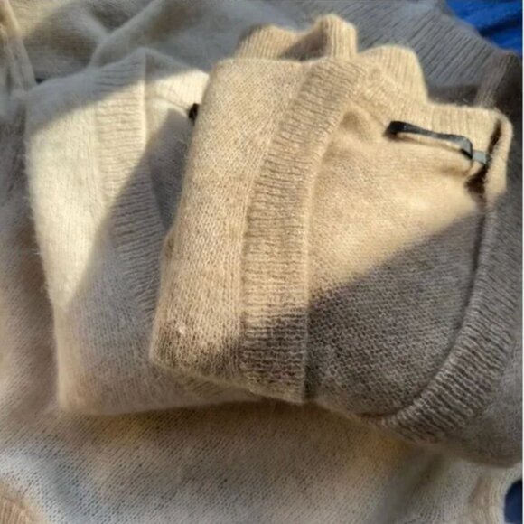 Jenni Kayne Boyfriend Alpaca Wool Knit Cardigan - Sand Cream Off White - Picture 5 of 8